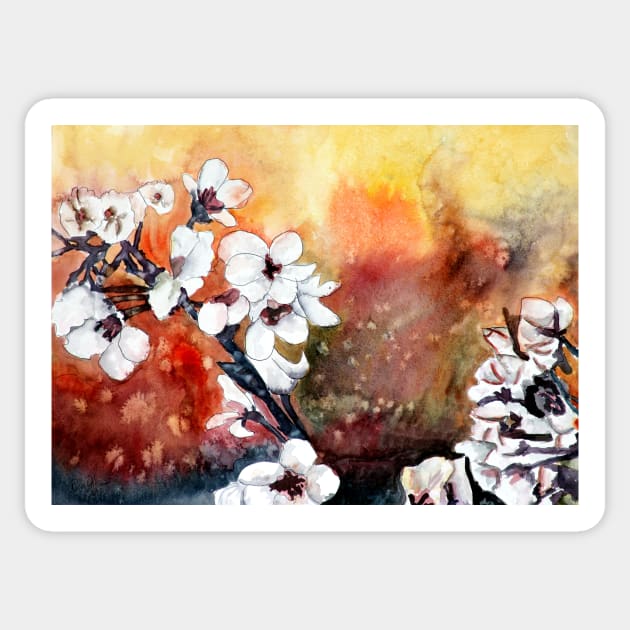 modern abstract japanese cherry blossom prints Sticker by derekmccrea